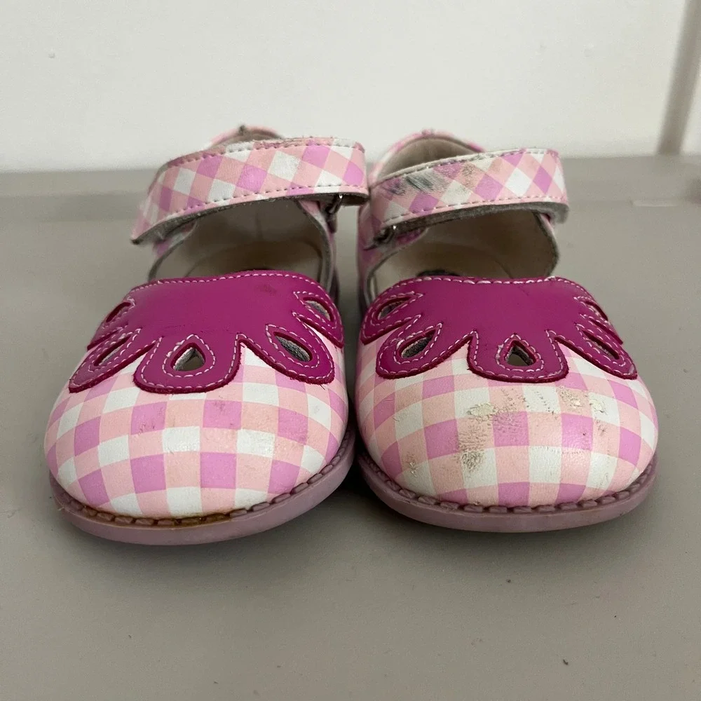Livie & Luca Matilda Jane Pack A Picnic 10M Pink Gingham Scalloped Flower Shoes